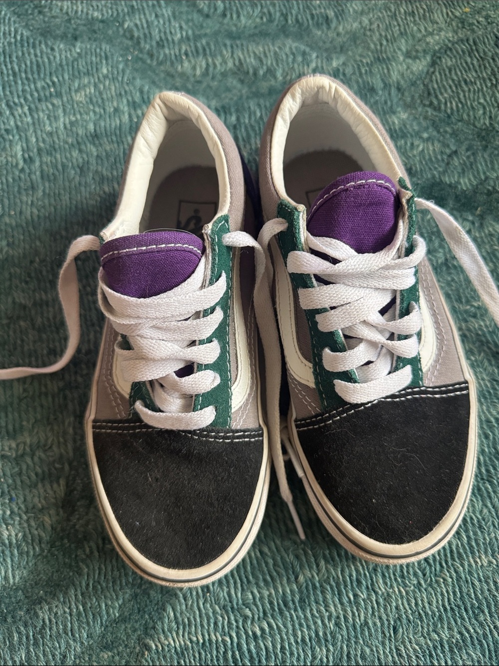 Vans Kids Low-Top Sneakers in Black, Purple & Green